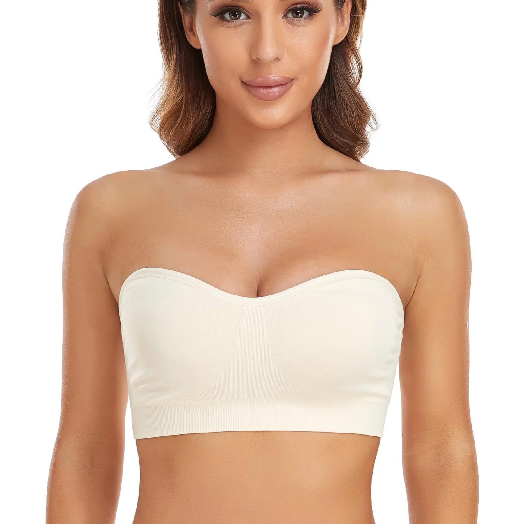 Strapless Bras for Women Non-Slip Silicone Padded Bandeau Bra Wireless Tube Top Bra