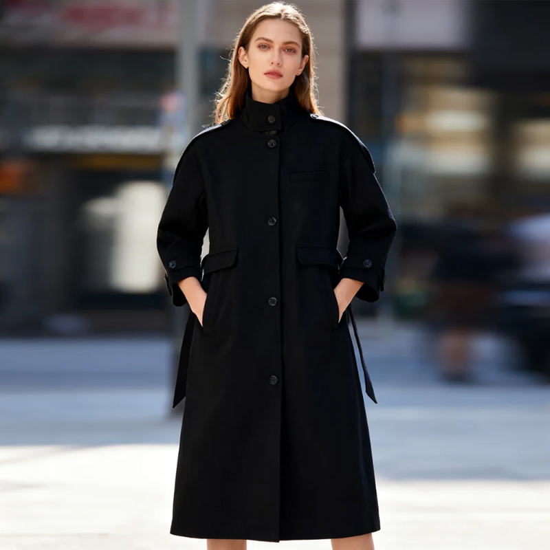 Women Long Wool Coat Autumn Fall Winter Blends Jacket 