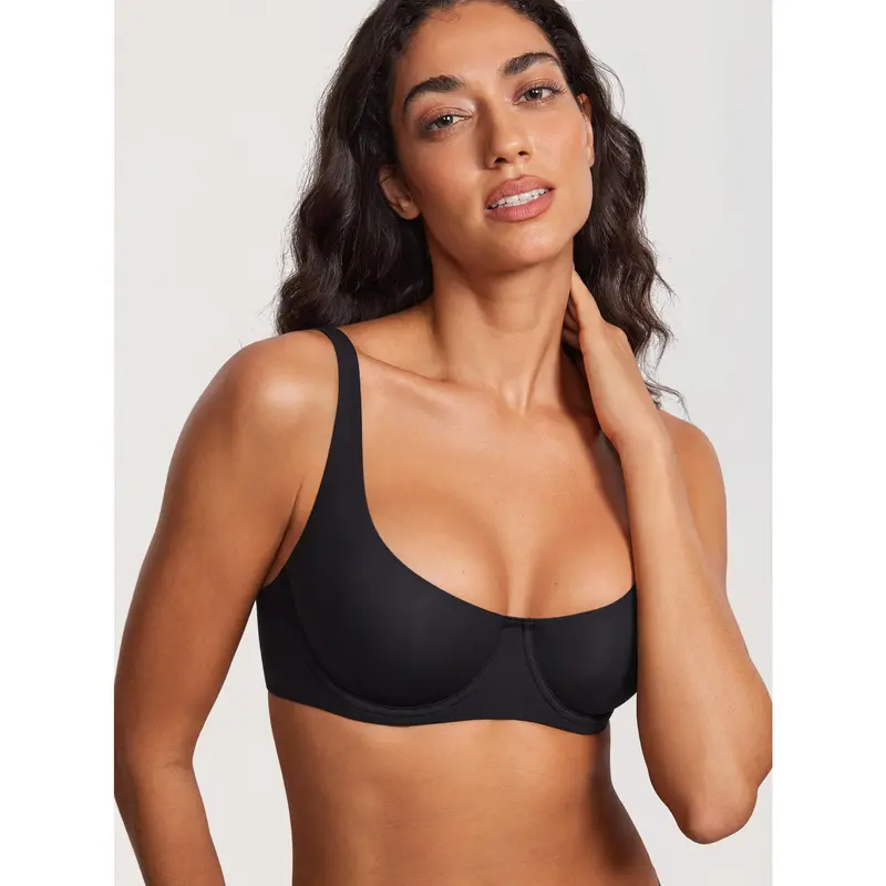 ⚡Flash Sale🔥2 for €36👍 Women's Unlined Balconette Bra No Padded Underwire Supportive Plus Size Smooth Scoop Neck
