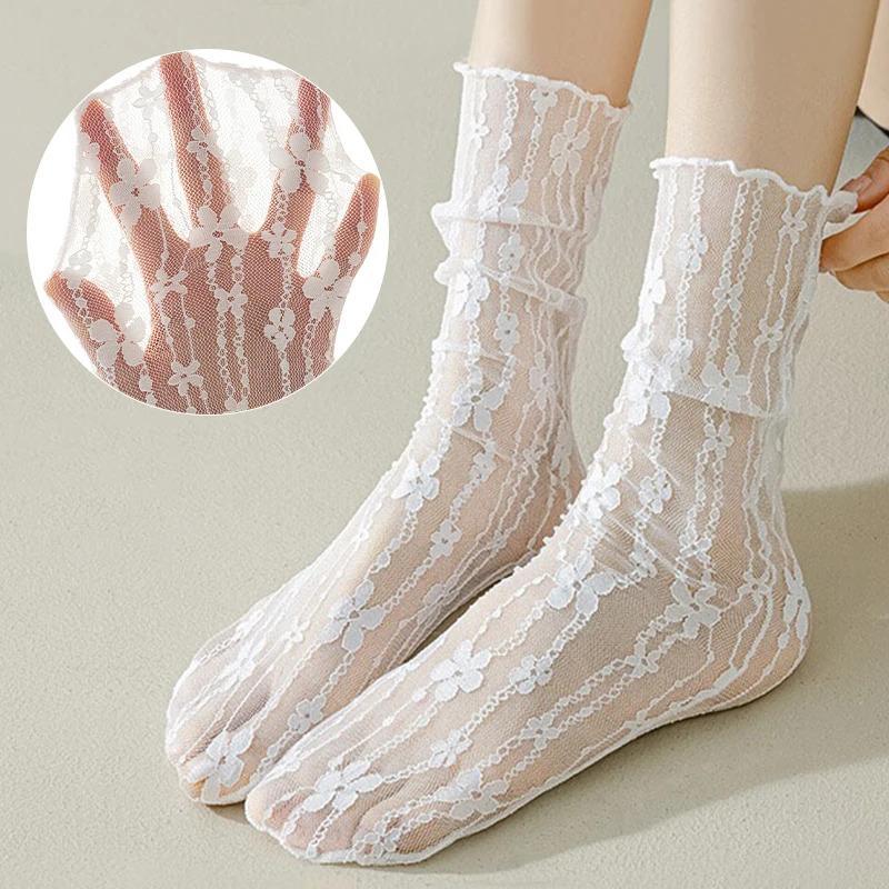 Leg Avenue Rose Pattern Lace Stockings Black One size