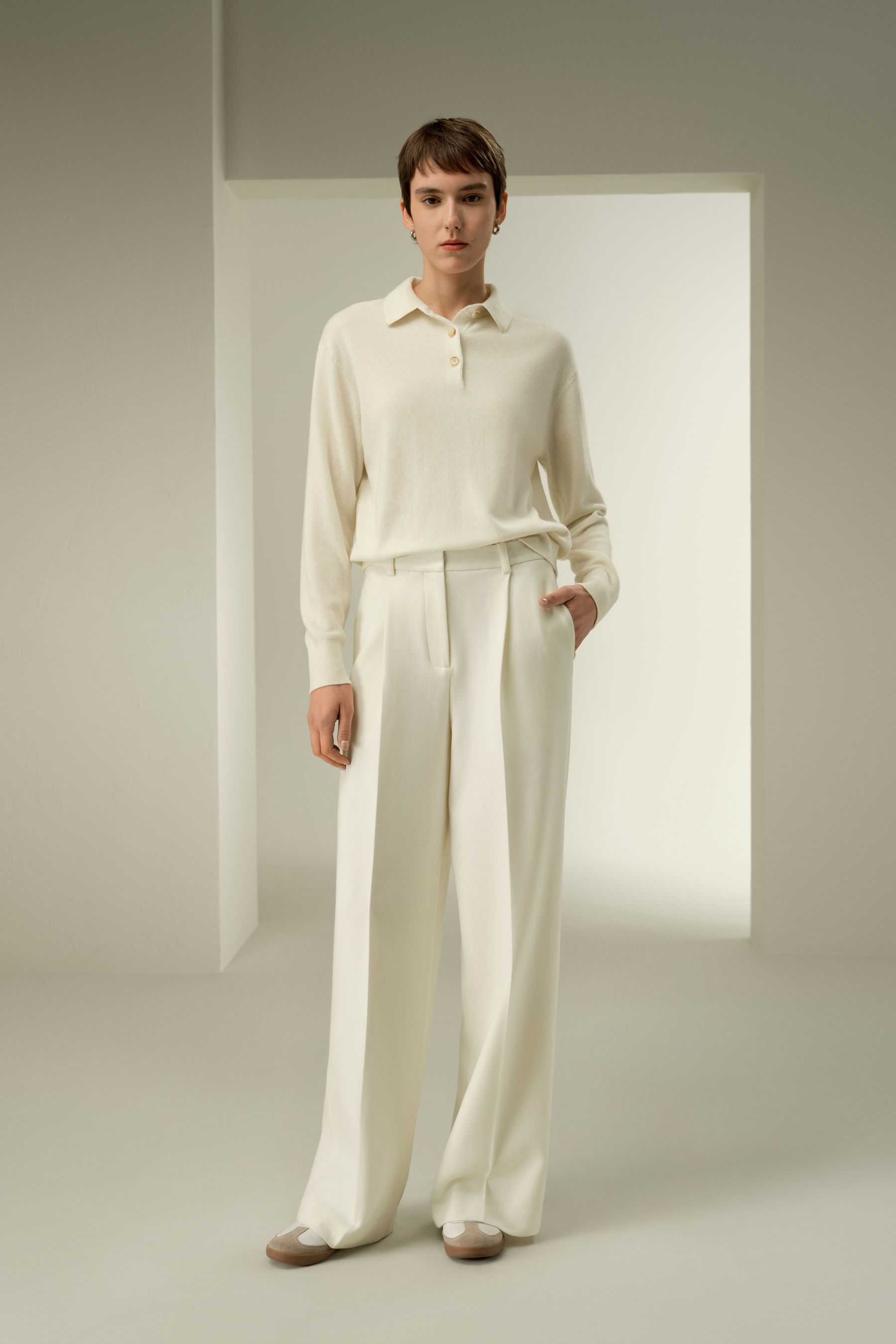 Silk-Wool Tweed Blend Trousers