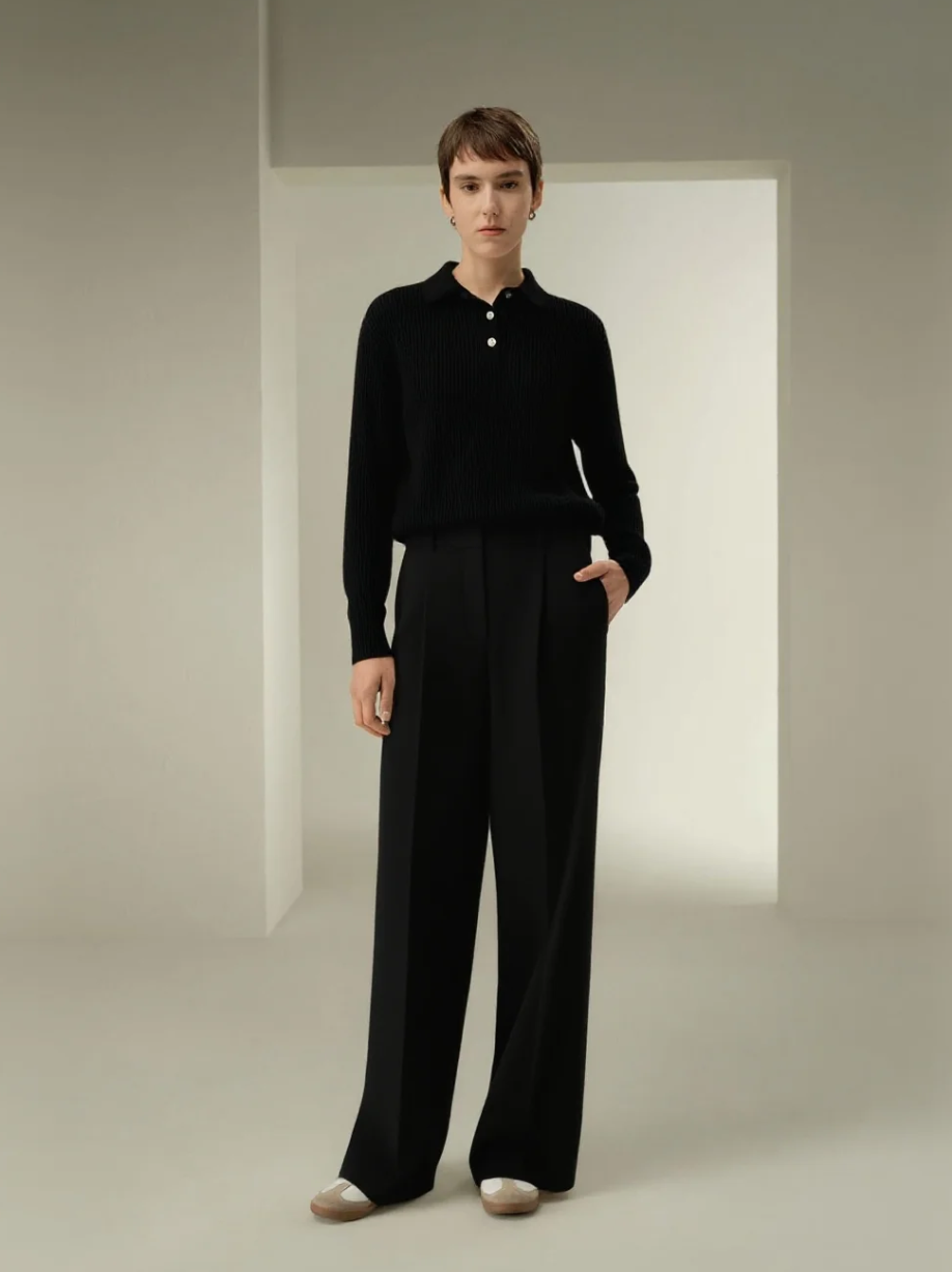 Silk-Wool Tweed Blend Trousers