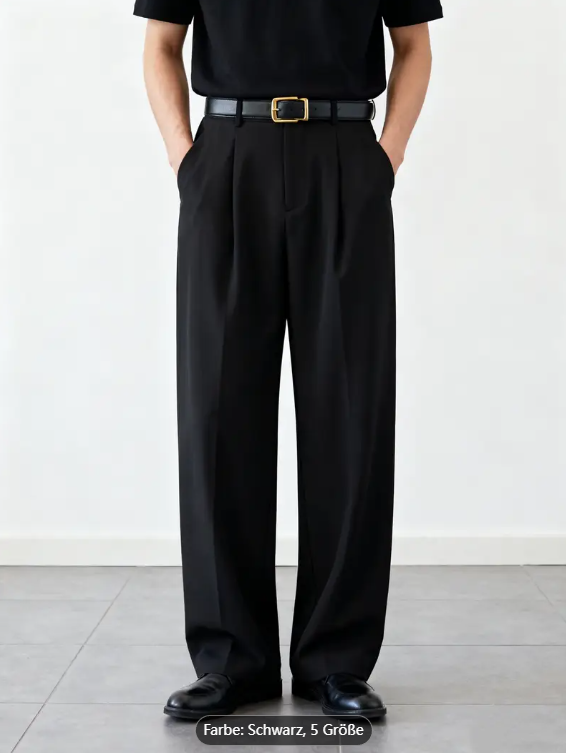 Men'S Heavyweight Polyester Faux Denim - Loose Straight-Leg Trousers with Pockets