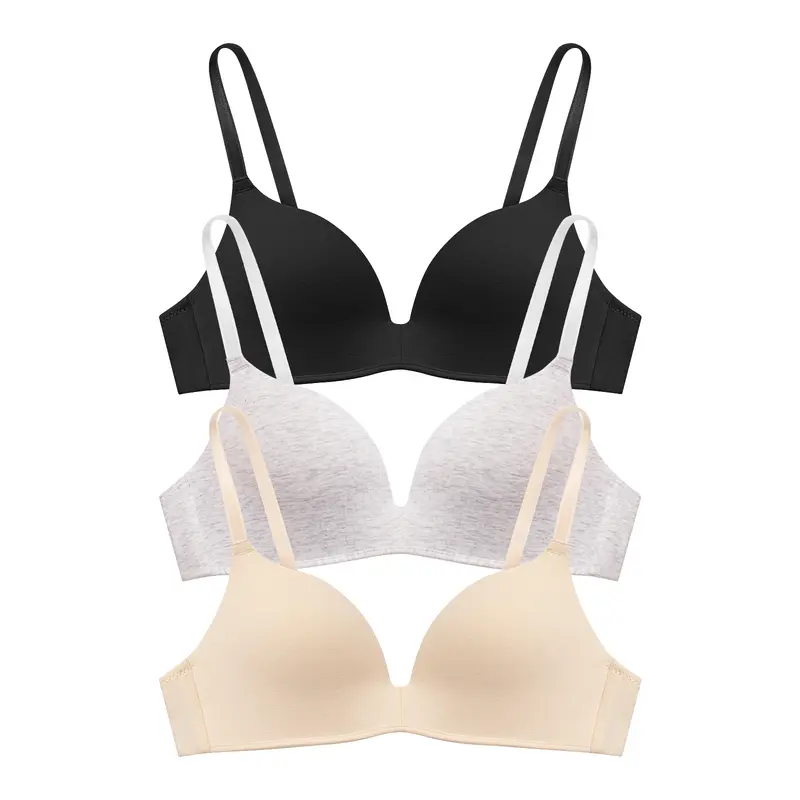 Lightly Lined Wireless Bras for Women - 3 Pack