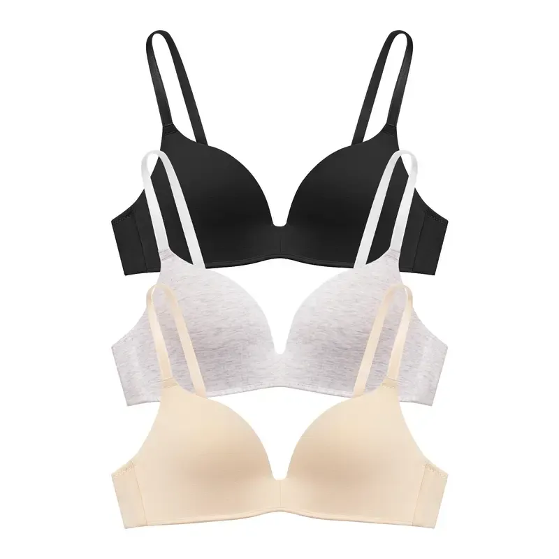 Lightly Lined Wireless Bras for Women - 3 Pack