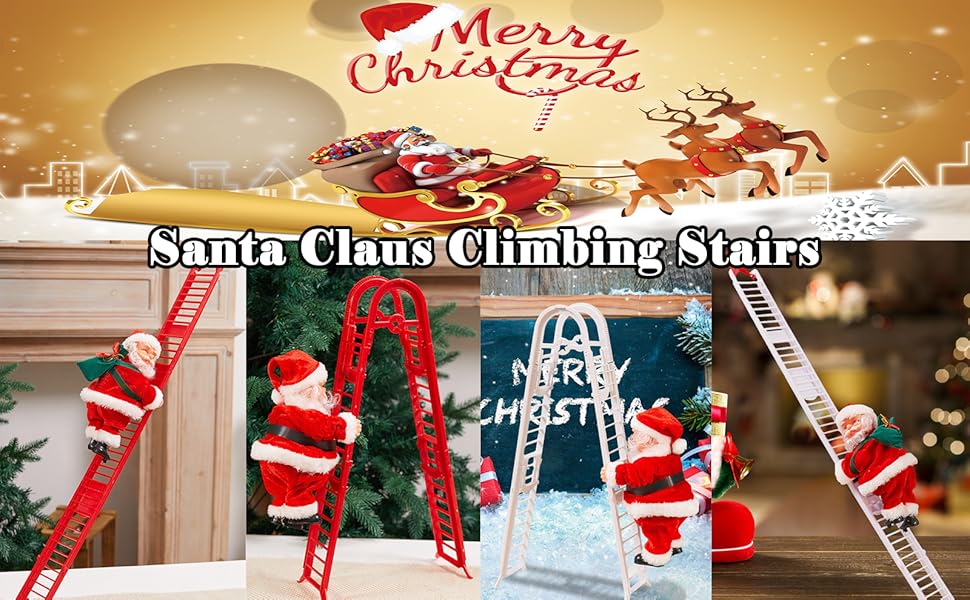 Santa Claus climbing stairs