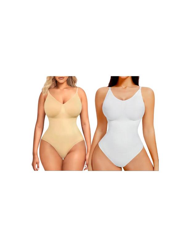 Women's Solid Backless Adjustable Strap Shapewear Bodysuit, High Stretch Seamless Shapewear, Lady Underwear Halloween dailydrip comfyessentials 