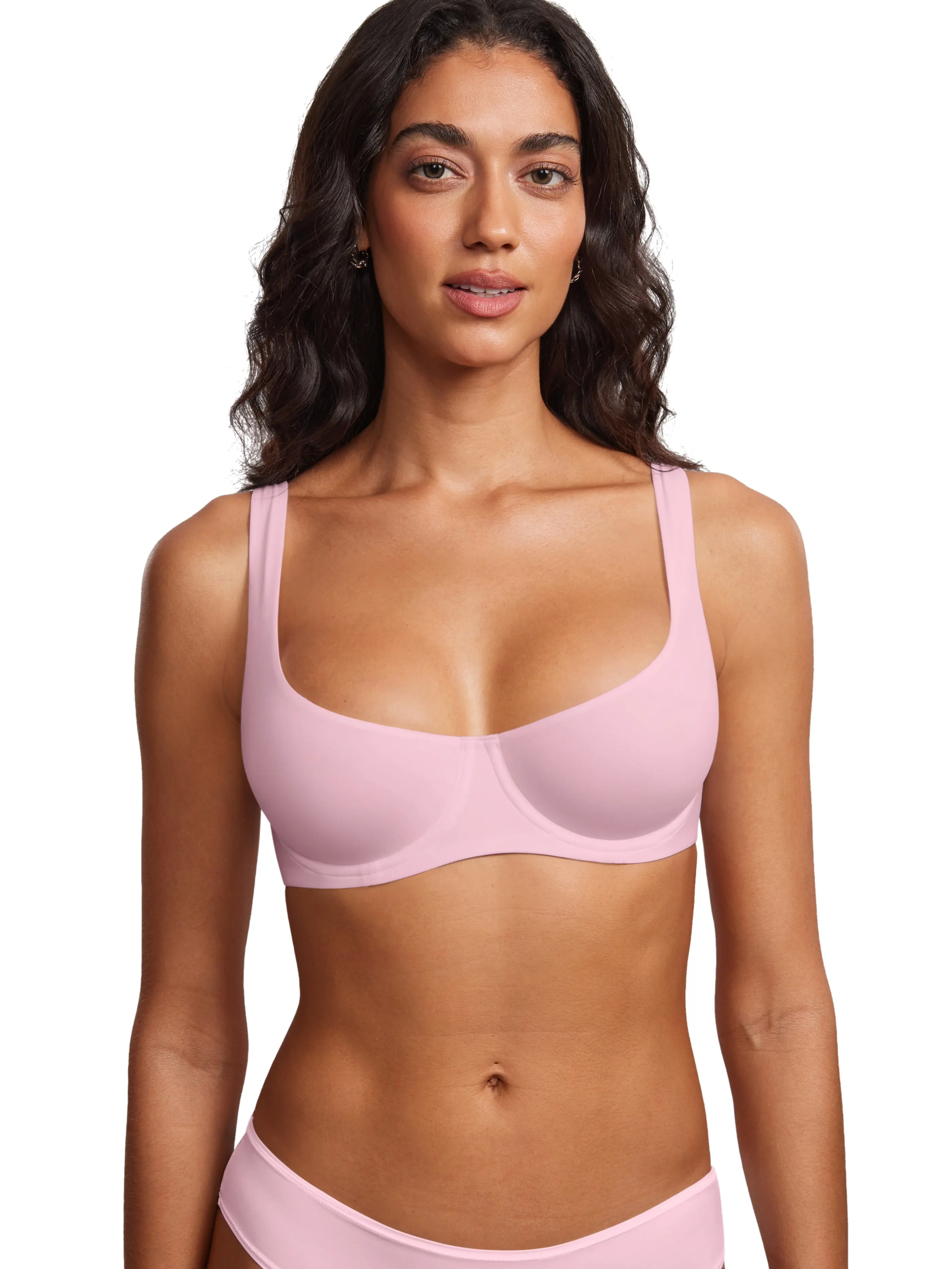 ⚡Flash Sale 👍 Unlined Balconette Bra Underwired Double Layer Cup Adjustable Straps Soft Stretchy Invisible Under Low Cut Tops