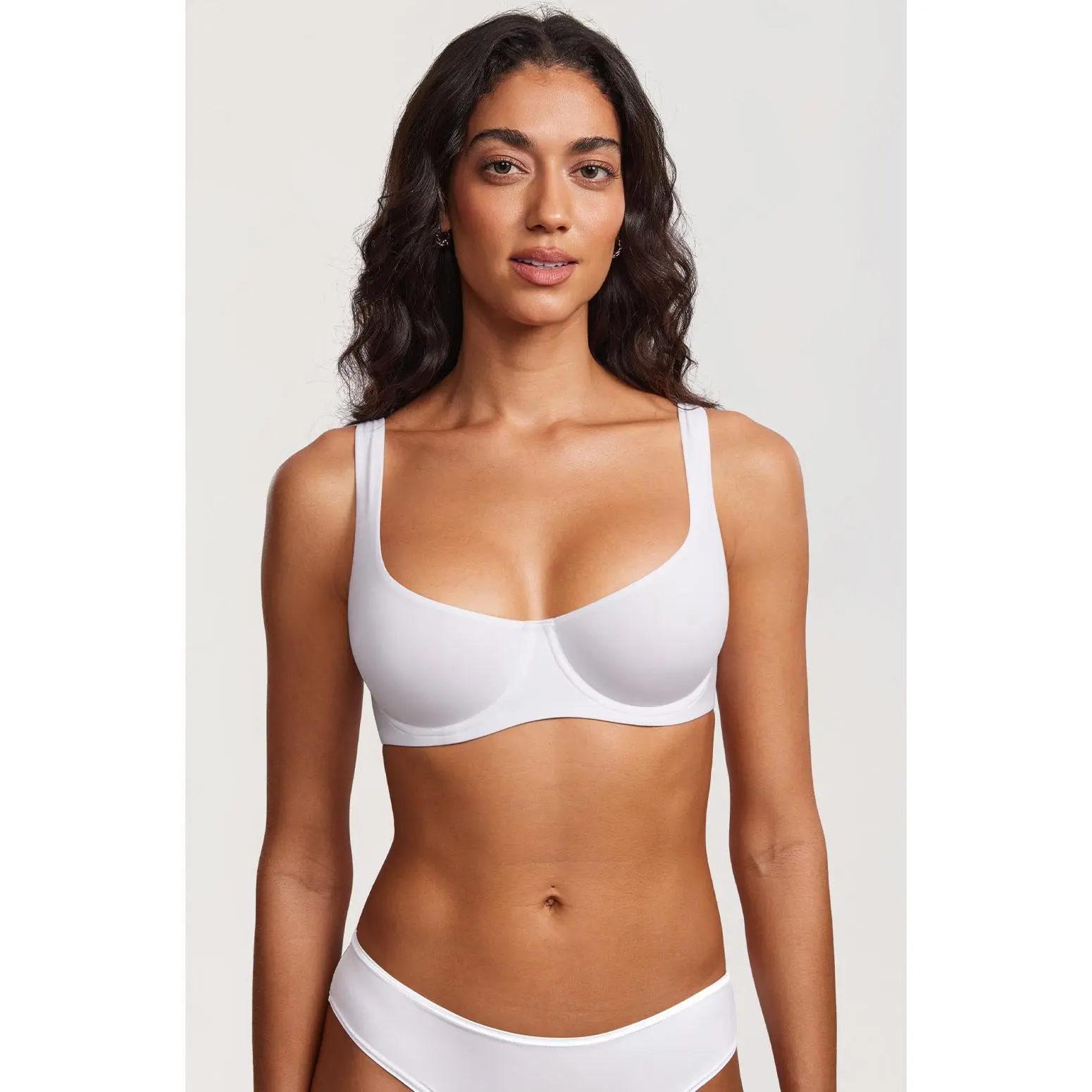 Unlined Balconette Bra Underwired Double Layer Cup Adjustable Straps S