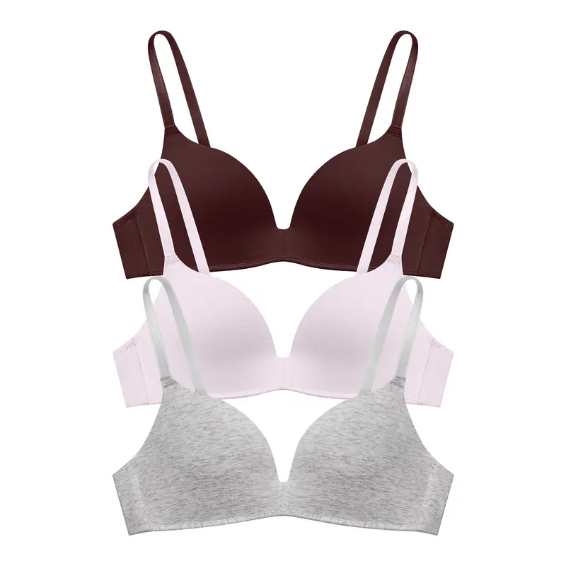 Lightly Lined Wireless Bras for Women - 3 Pack