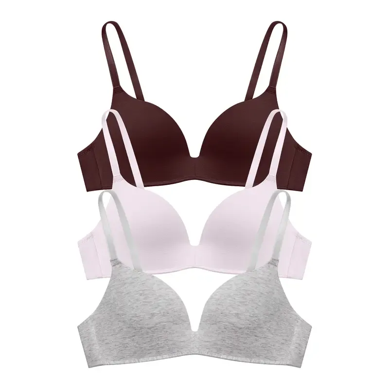 Lightly Lined Wireless Bras for Women - 3 Pack