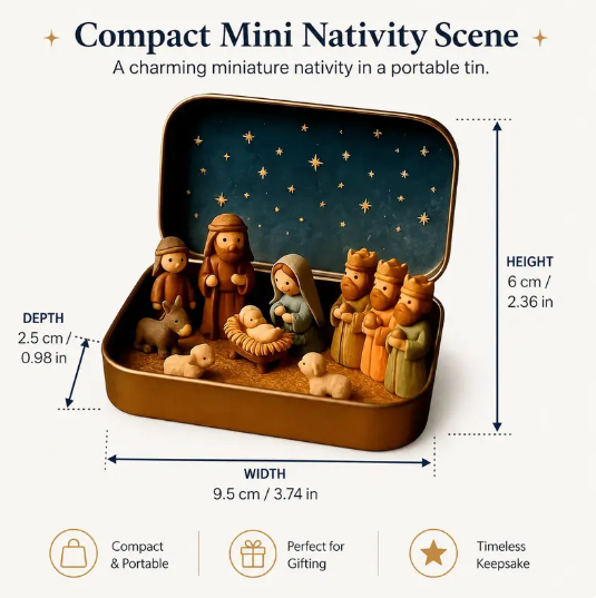 Home Supplies Pocket Mini Nativity Set, Plastic, Portable