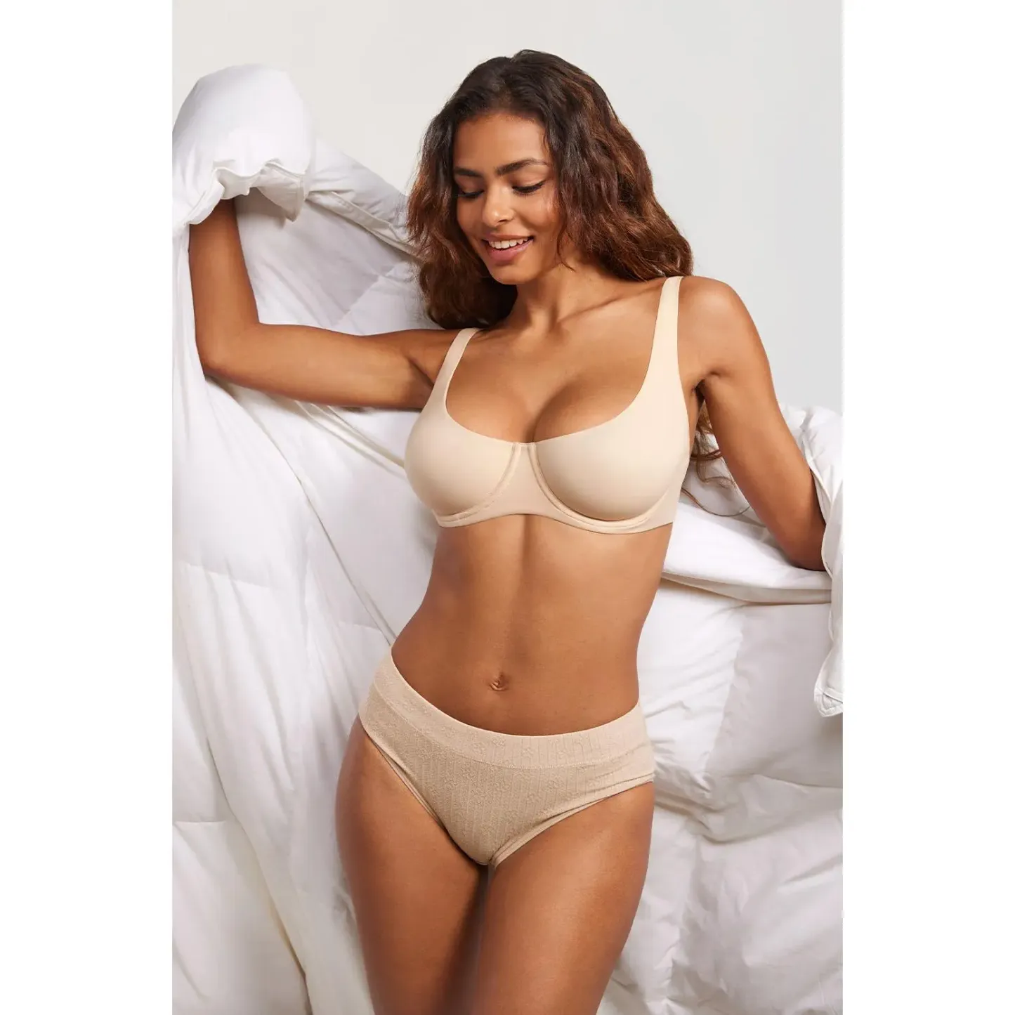 ⚡Flash Sale 👍 Unlined Balconette Bra Underwired Double Layer Cup Adjustable Straps Soft Stretchy Invisible Under Low Cut Tops