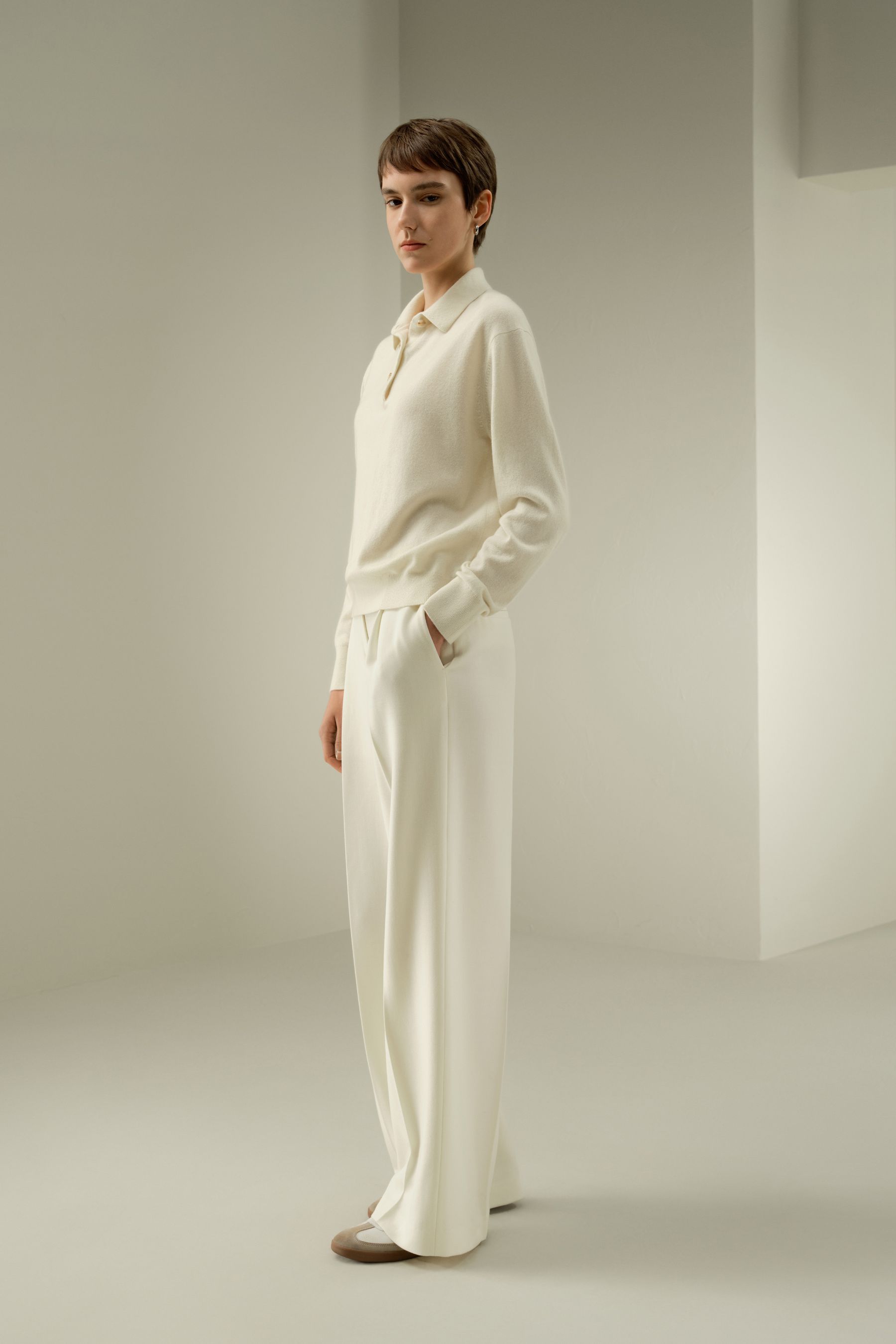 Silk-Wool Tweed Blend Trousers