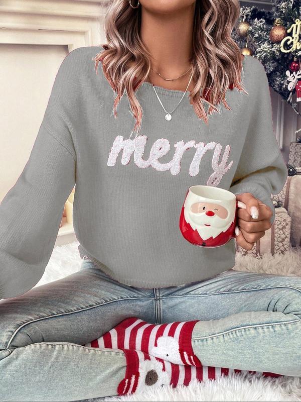 Women's Red Long Sleeve Pullover Sweater, Christmas Fall/winter Knitwear, Round Neck Casual Cute Pullover Sweater for Women, Suitable for Daily Outings, Parties, Ladies Christmas Autumn-winter Clothes, Fitted