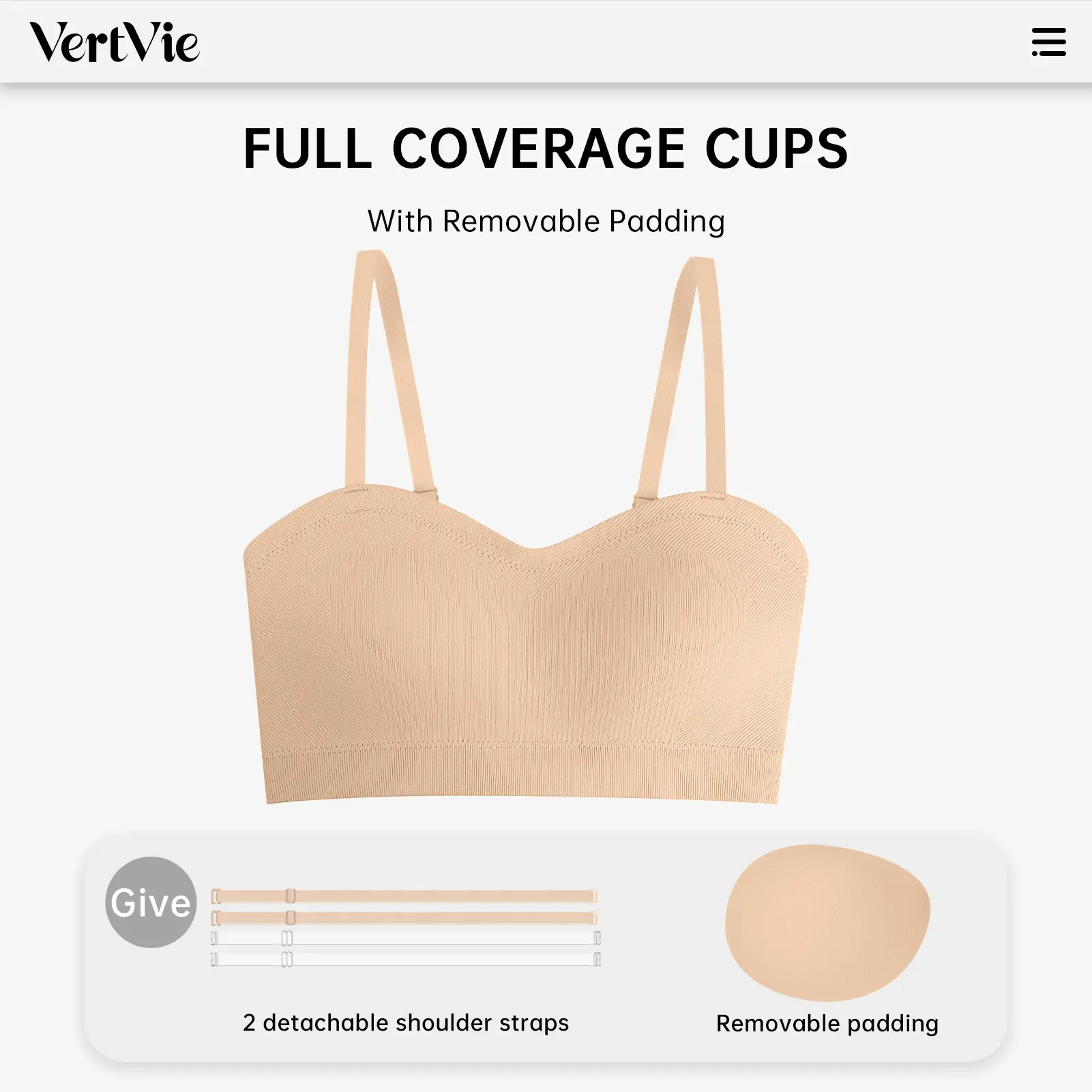  Put Bandeau Bra, Wireless Seamless Comfort Day