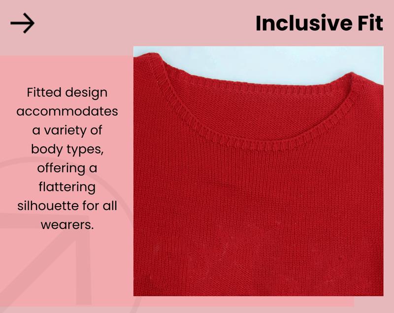 Women's Red Long Sleeve Pullover Sweater, Christmas Fall/winter Knitwear, Round Neck Casual Cute Pullover Sweater for Women, Suitable for Daily Outings, Parties, Ladies Christmas Autumn-winter Clothes, Fitted