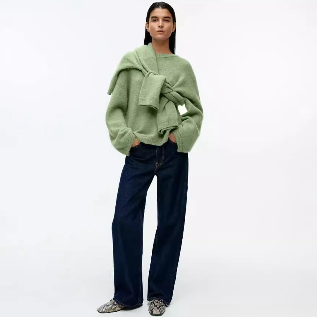 Women Soft Knitted Pullover Crew Neck Oversized Women Sweater Autumn Sweater