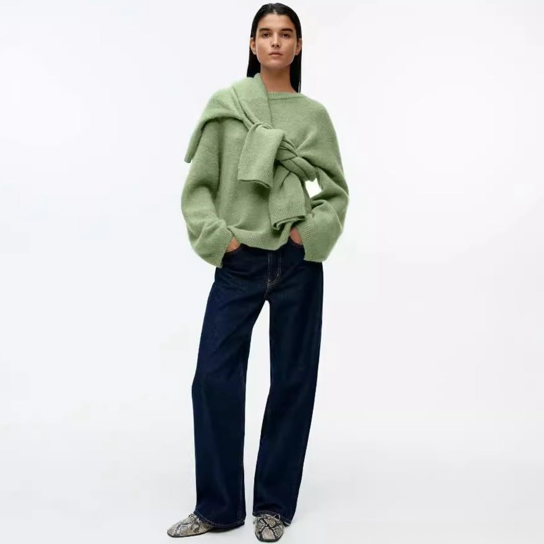 Women Soft Knitted Pullover Crew Neck Oversized Women Sweater Autumn Sweater