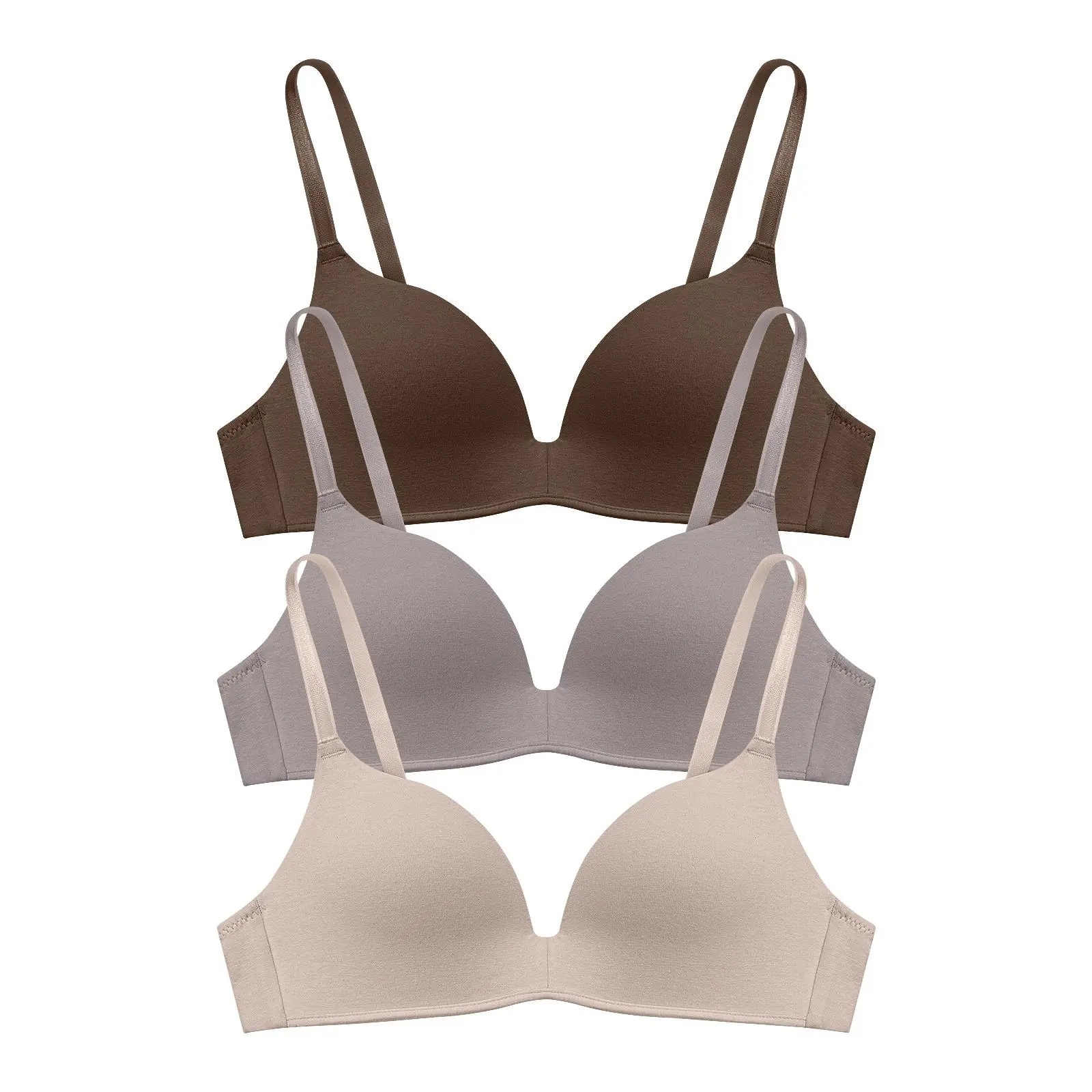 Lightly Lined Wireless Bras for Women - 3 Pack