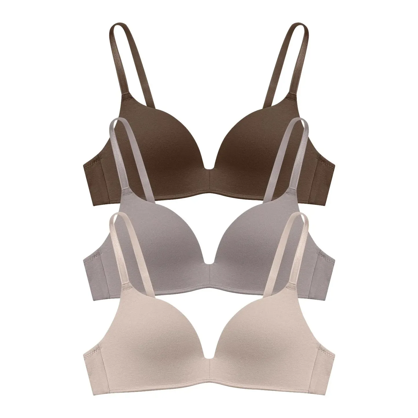 Lightly Lined Wireless Bras for Women - 3 Pack