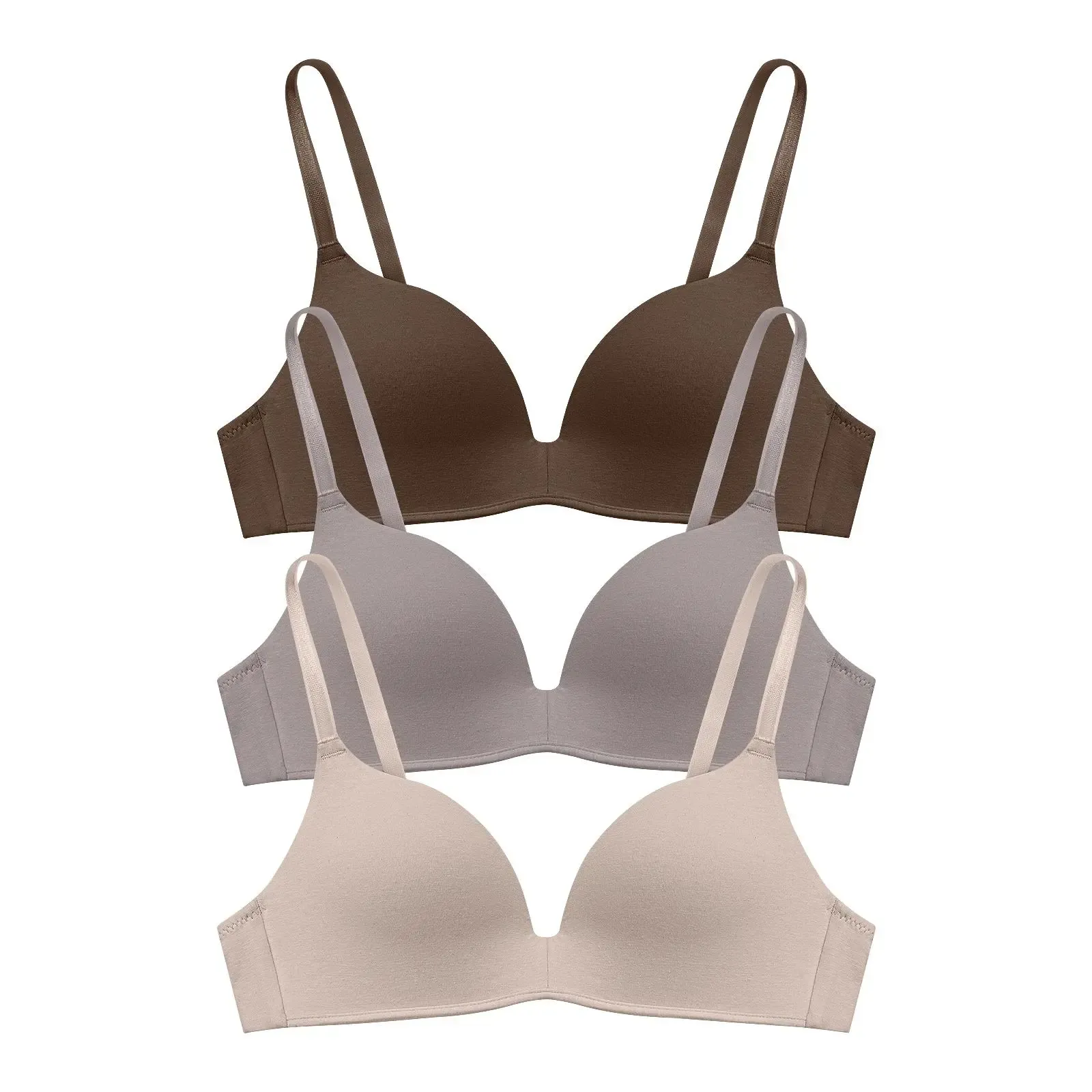 Lightly Lined Wireless Bras for Women - 3 Pack
