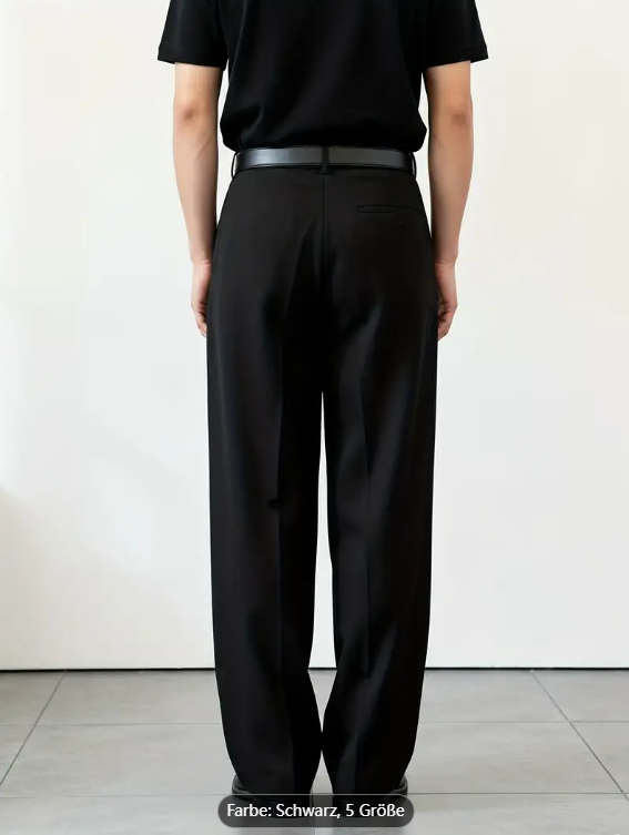 Men'S Heavyweight Polyester Faux Denim - Loose Straight-Leg Trousers with Pockets