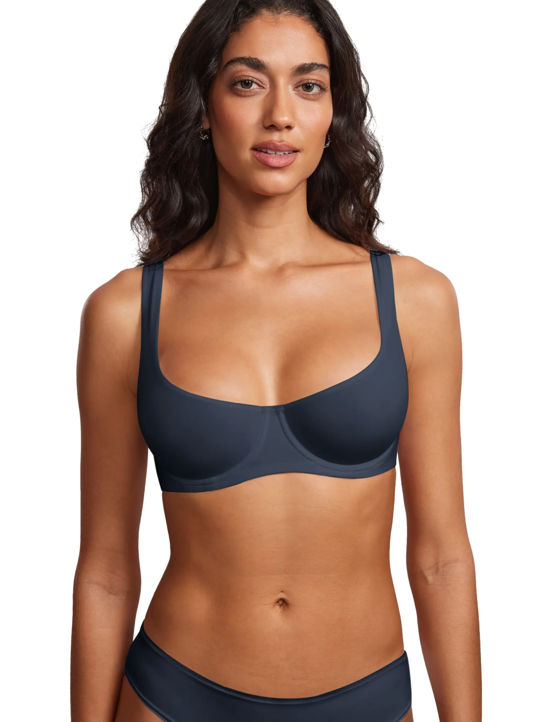 ⚡Flash Sale 👍 Unlined Balconette Bra Underwired Double Layer Cup Adjustable Straps Soft Stretchy Invisible Under Low Cut Tops