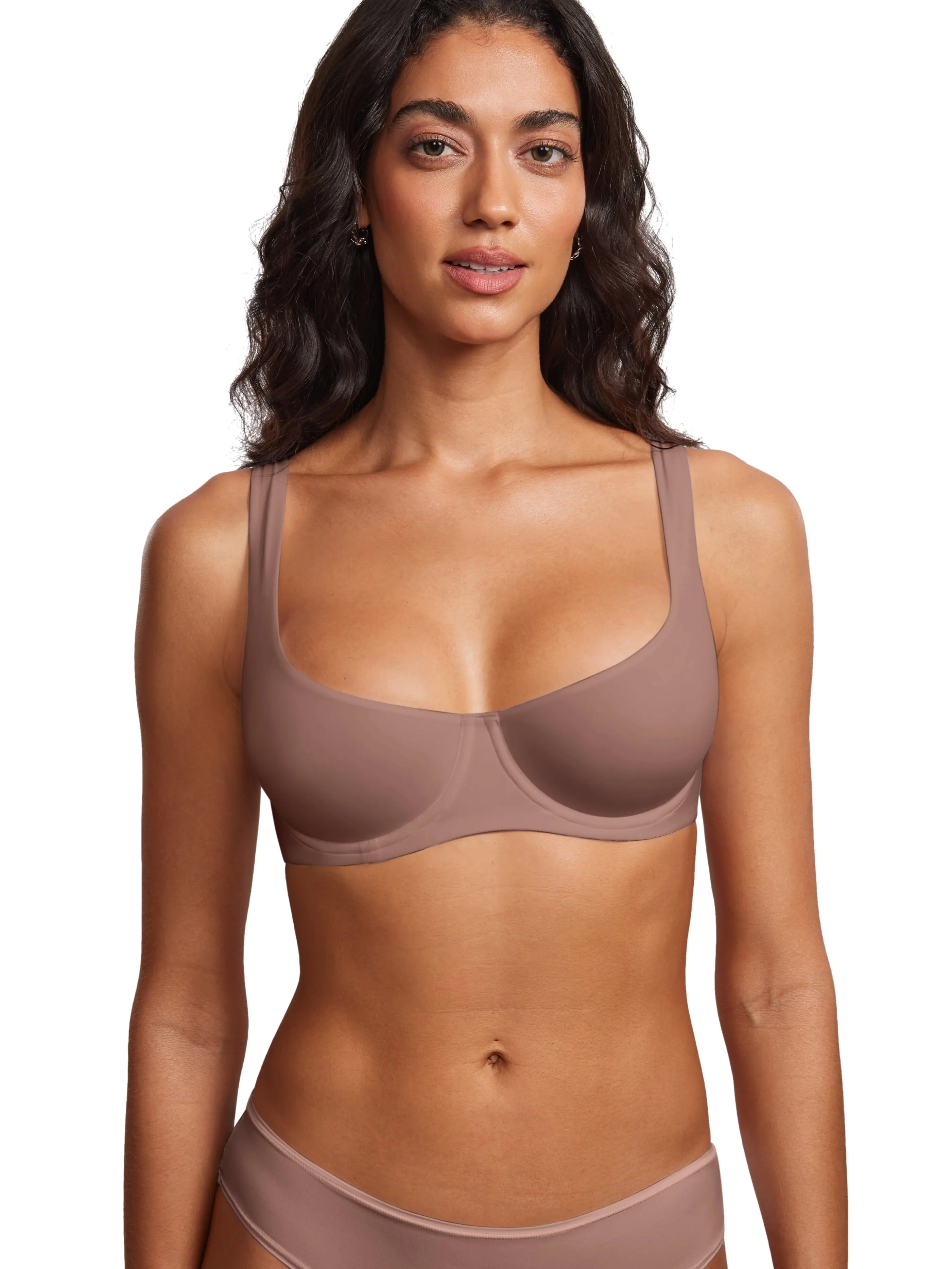 Unlined Balconette Bra Underwired Double Layer Cup Adjustable Straps S