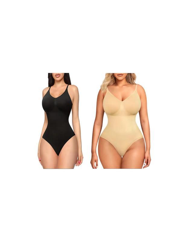 Women's Solid Backless Adjustable Strap Shapewear Bodysuit, High Stretch Seamless Shapewear, Lady Underwear Halloween dailydrip comfyessentials 