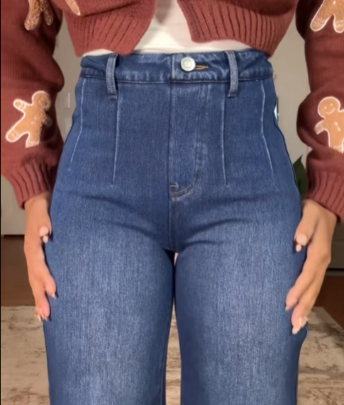 High Waisted Tummy Control Wide Leg Casual Jeans with Pockets
