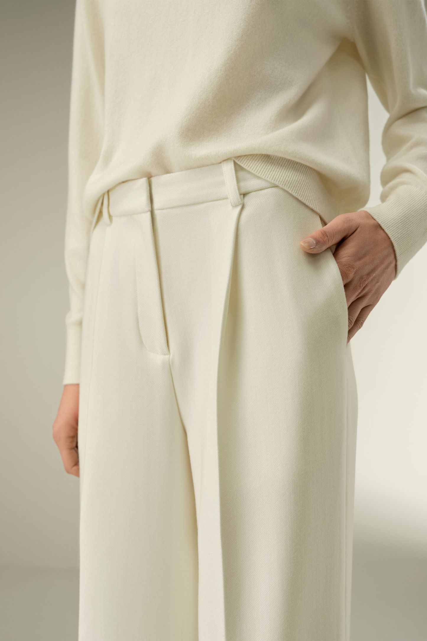 Silk-Wool Tweed Blend Trousers