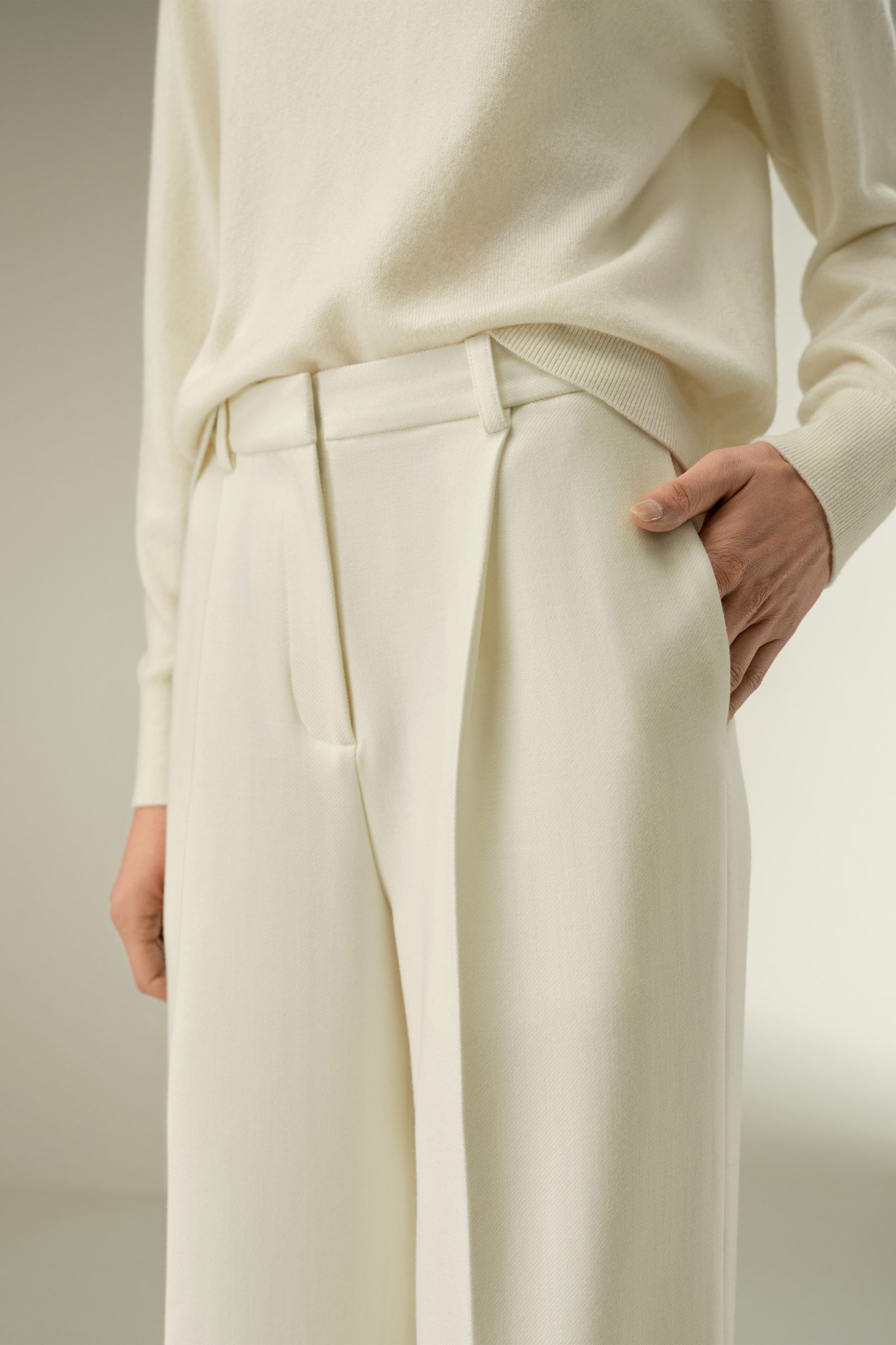 Silk-Wool Tweed Blend Trousers