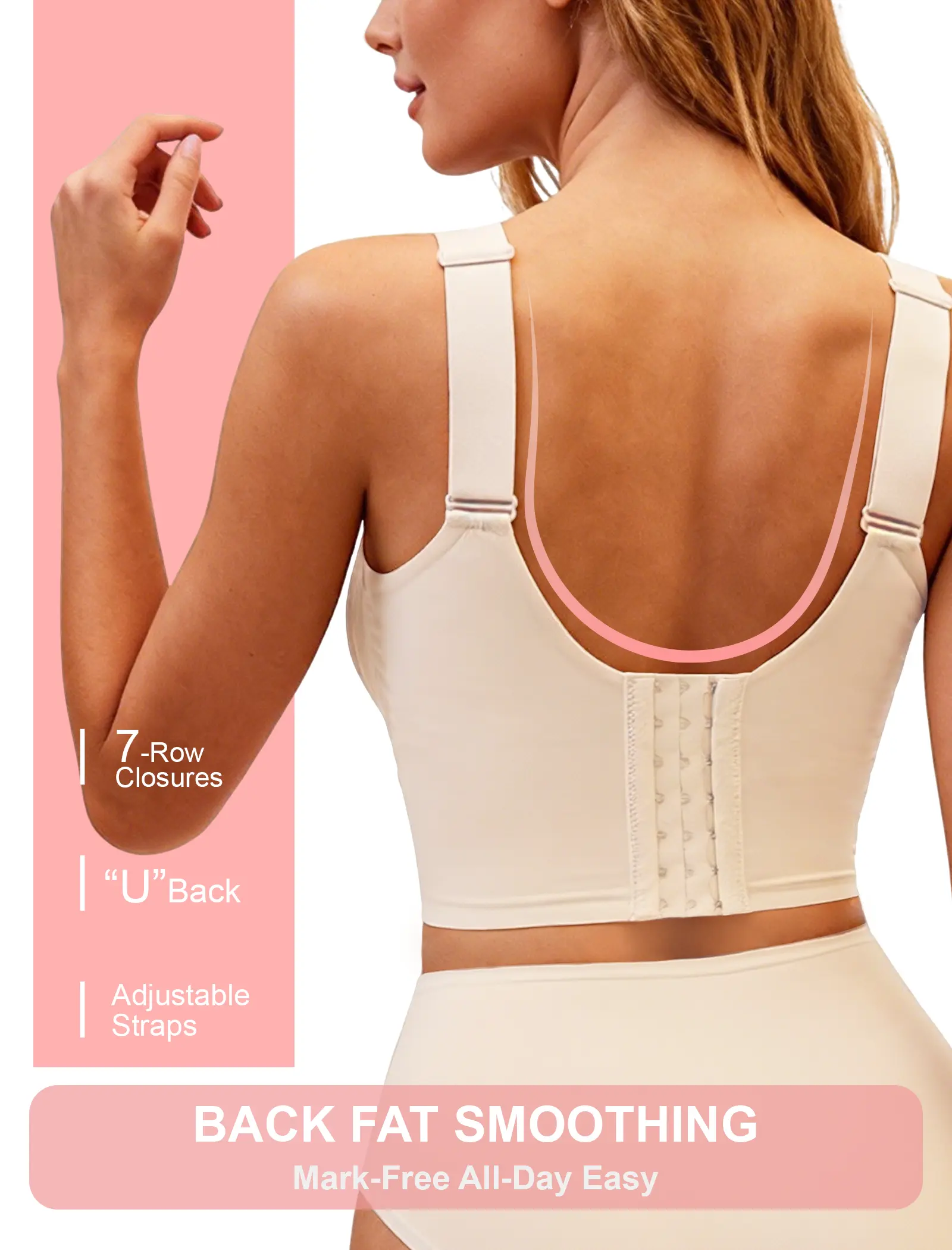 Soft Intention Plus Size  7 Row Hooks,  Seamless,Everyday,Push Up