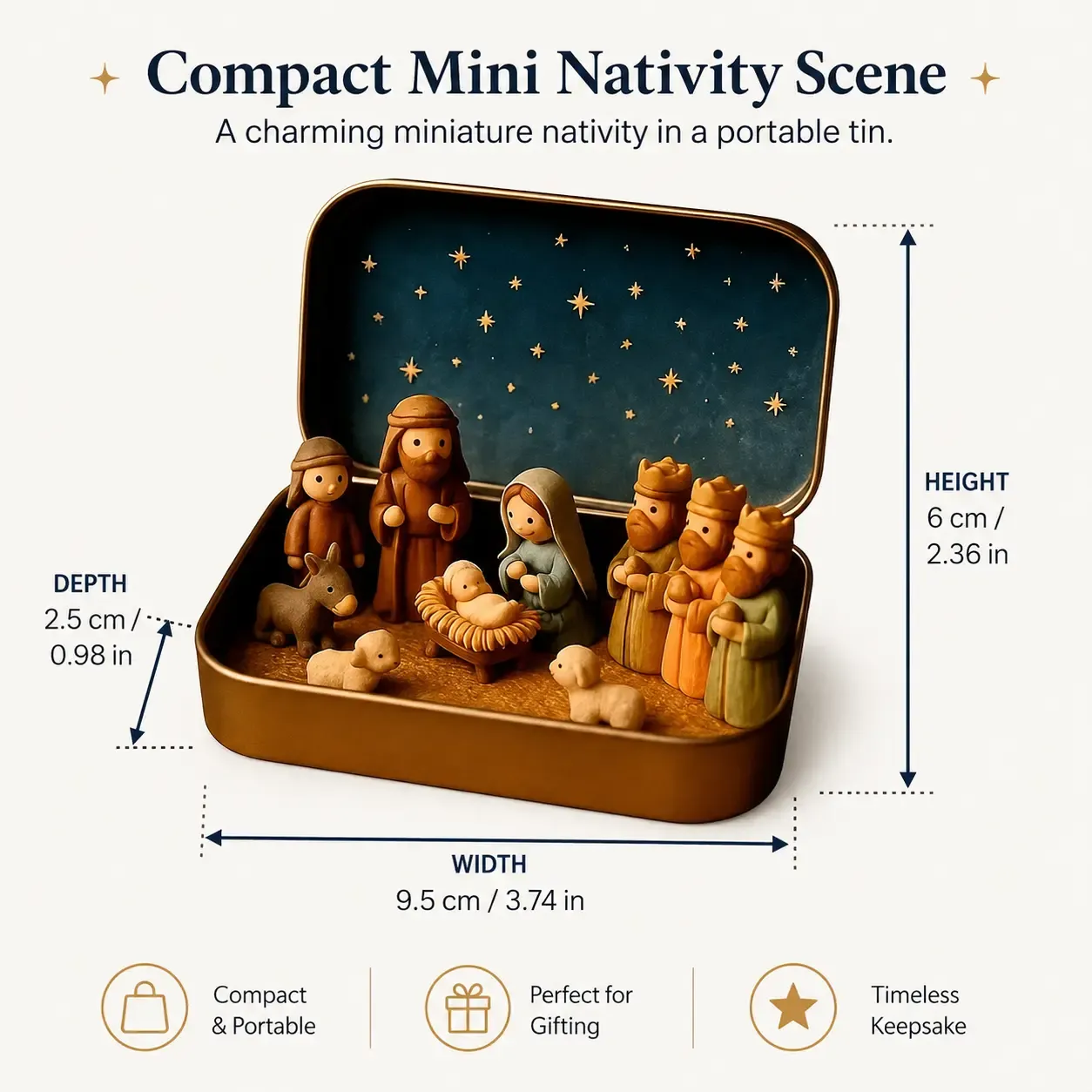 Home Supplies Pocket Mini Nativity Set, Plastic, Portable