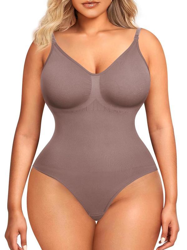 Women's Solid Backless Adjustable Strap Shapewear Bodysuit, High Stretch Seamless Shapewear, Lady Underwear Halloween dailydrip comfyessentials 