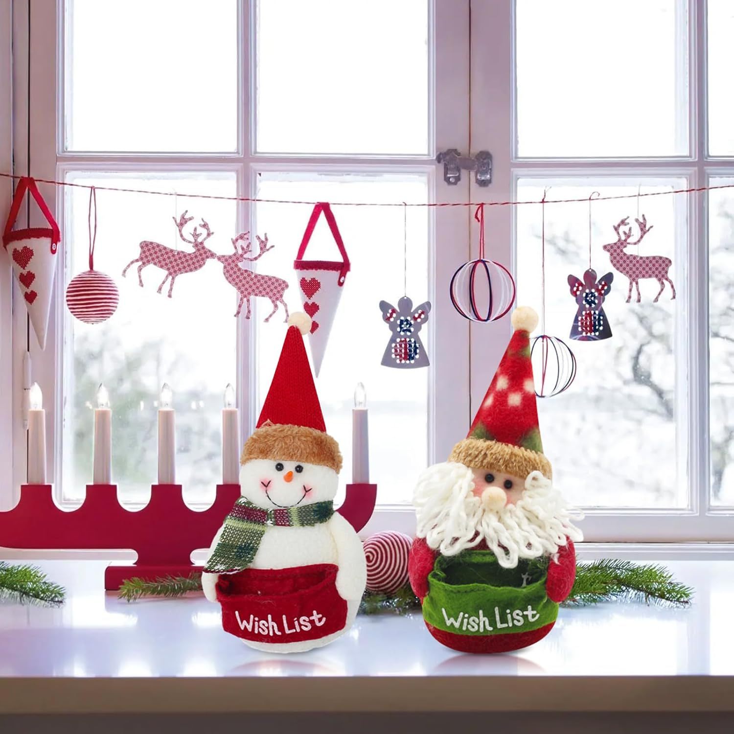 Christmas Gonks Decorations, 2pcs Christmas Ornament Kits, Xmas Style Figurines Santa Claus Snowman Cute Cartoon Xmas Decor For Home Garden Party Decor Desktop Decoration, Christmas Gnomes Decorations