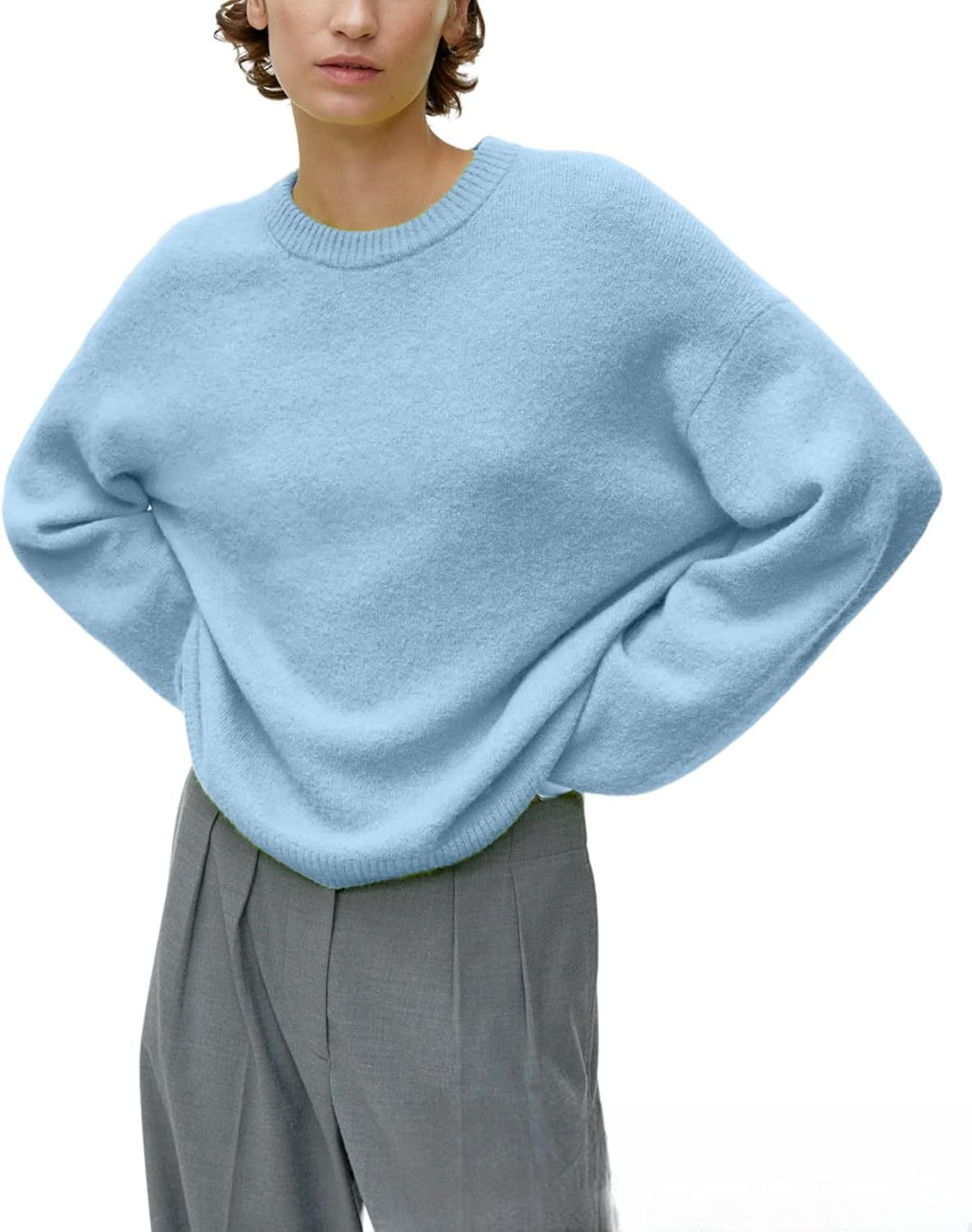 Women Soft Knitted Pullover Crew Neck Oversized Women Sweater Autumn Sweater