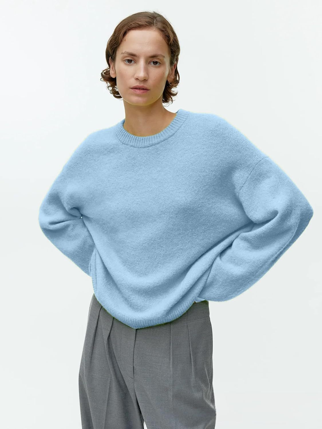 Women Soft Knitted Pullover Crew Neck Oversized Women Sweater Autumn Sweater