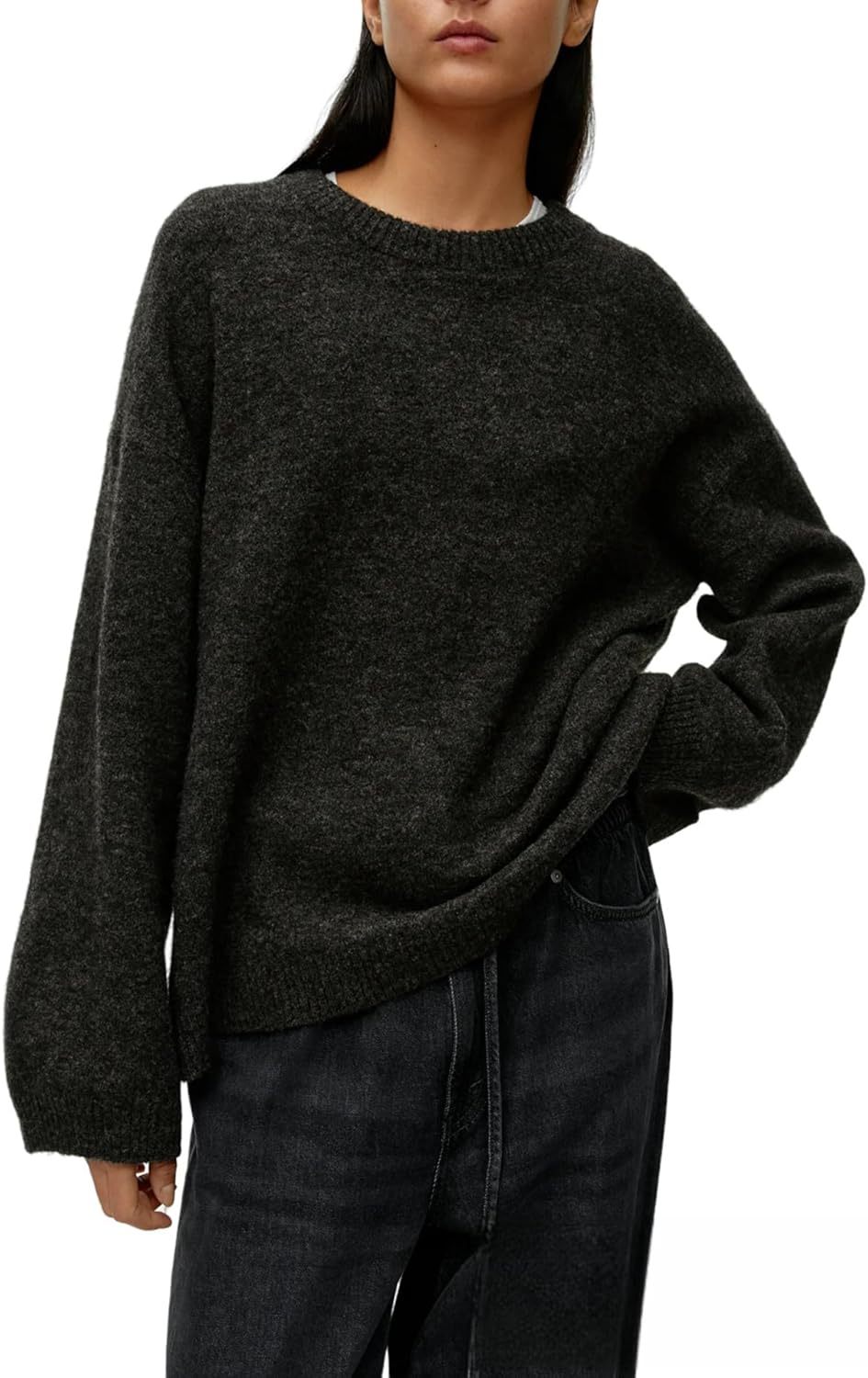 Women Soft Knitted Pullover Crew Neck Oversized Women Sweater Autumn Sweater