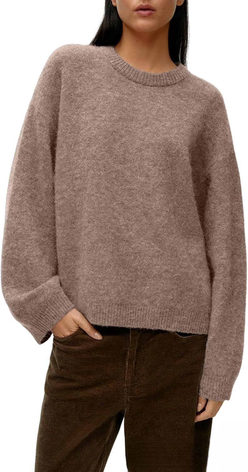 Women Soft Knitted Pullover Crew Neck Oversized Women Sweater Autumn Sweater