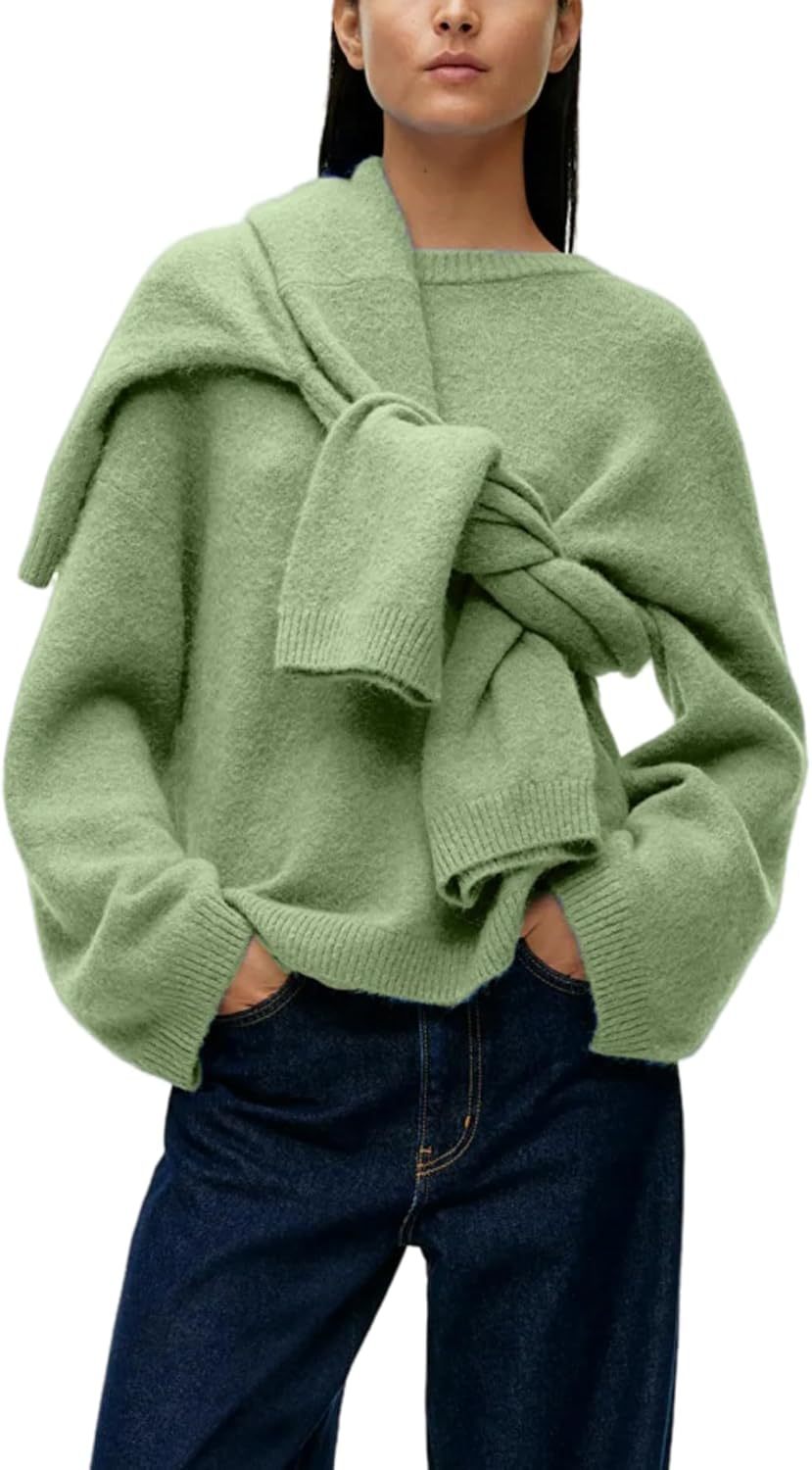 Women Soft Knitted Pullover Crew Neck Oversized Women Sweater Autumn Sweater