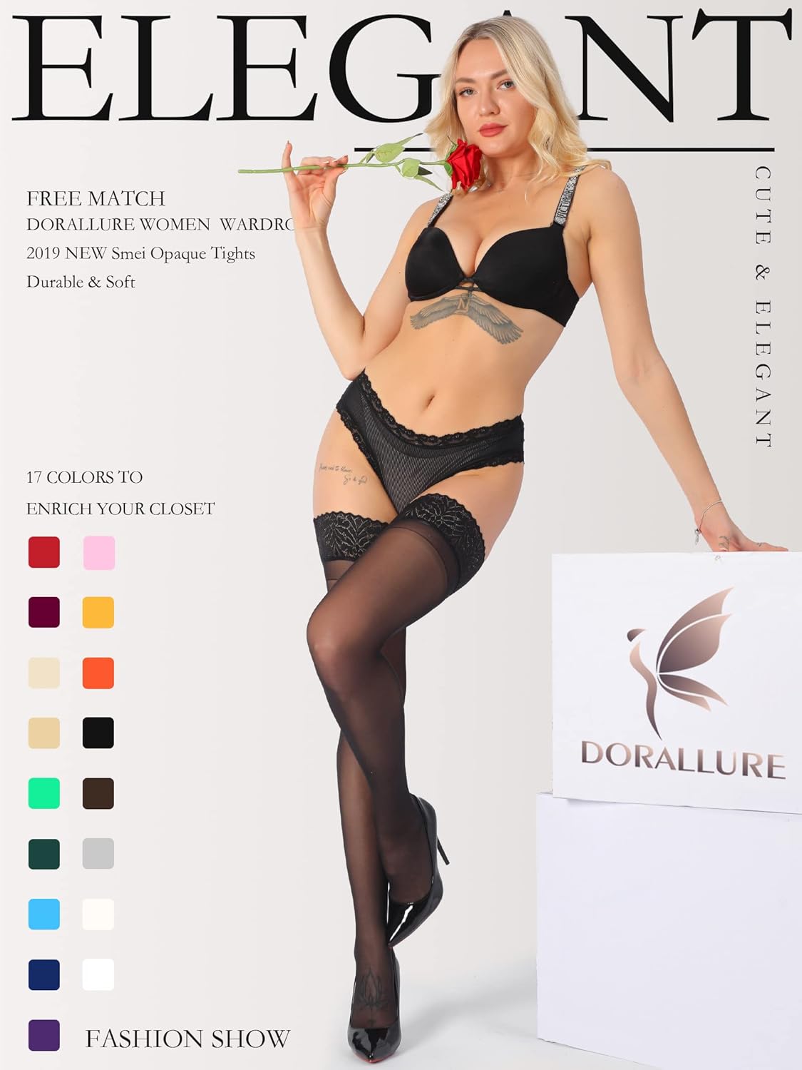 Thigh Stockings for Women Stay Up Silk Tights Lace Top Sheer Tights