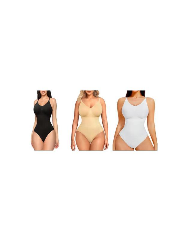 Women's Solid Backless Adjustable Strap Shapewear Bodysuit, High Stretch Seamless Shapewear, Lady Underwear Halloween dailydrip comfyessentials 