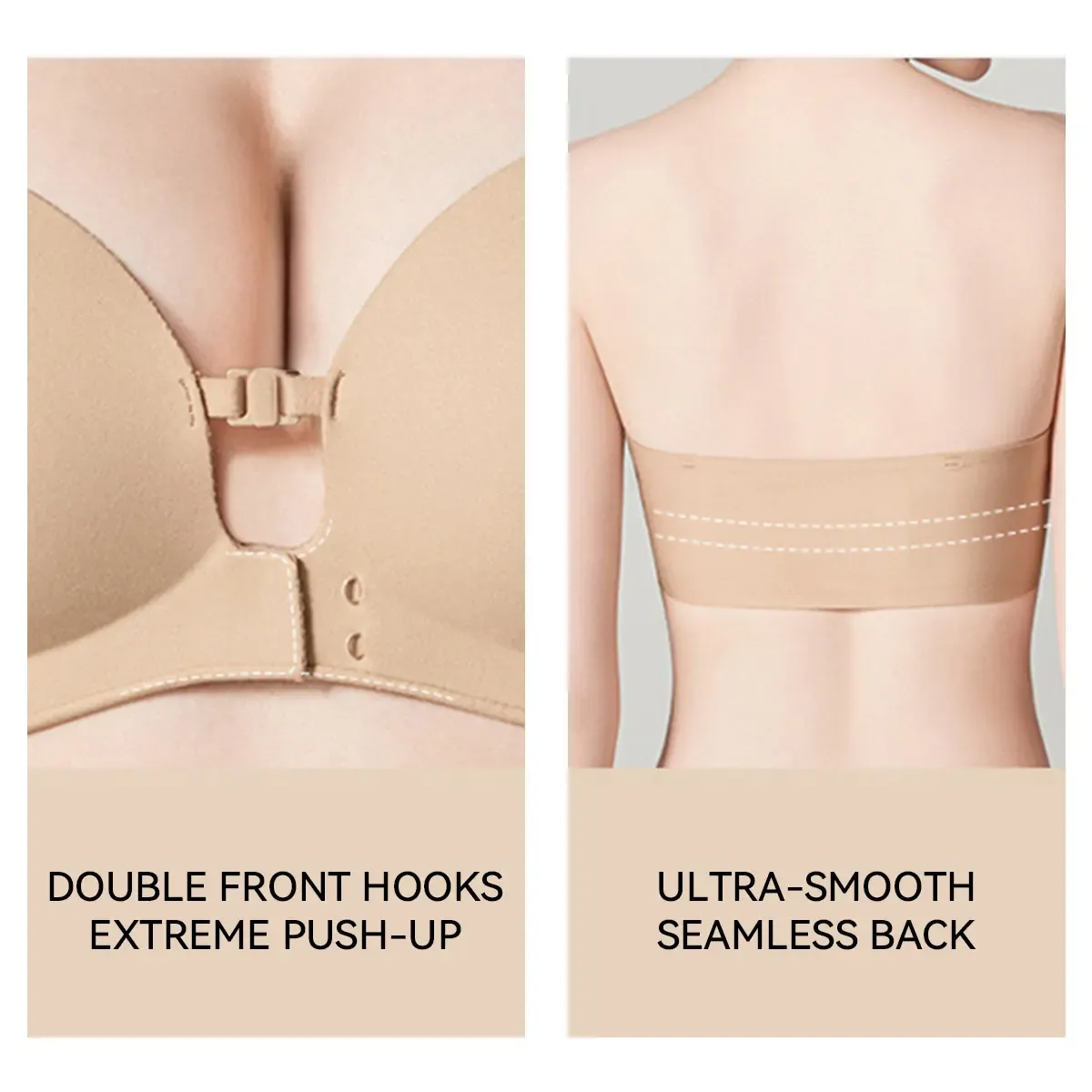 LUCKMEEY Womens Strapless Front Closure Bra Push Up Lift Bra Padded Add Cup Non Slip  Anti-Slip Grip & Removable Straps Fit Outfits Wireless Supportive  Seamless Comfortable A B C Cup#TikTokShopDealsforYouDays