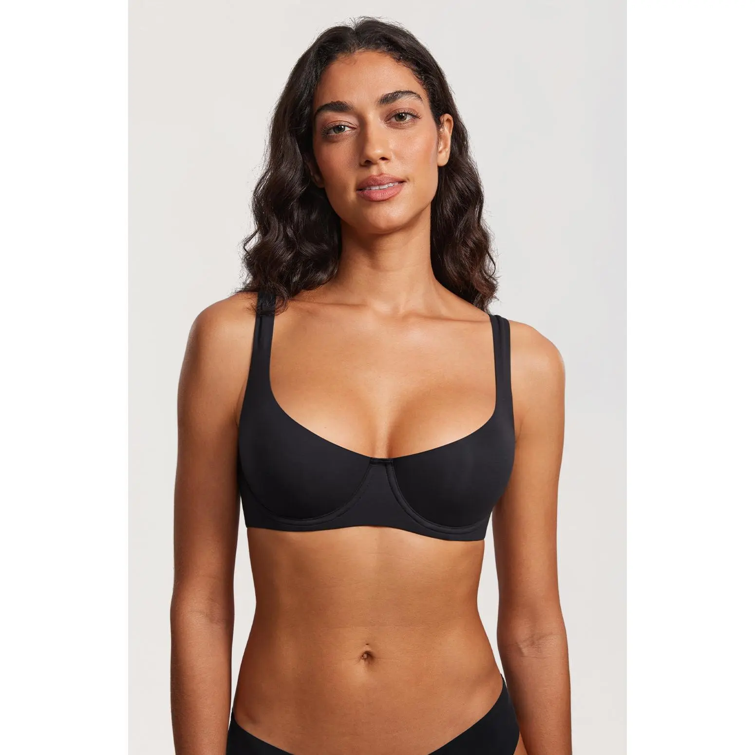 ⚡Flash Sale 👍 Unlined Balconette Bra Underwired Double Layer Cup Adjustable Straps Soft Stretchy Invisible Under Low Cut Tops