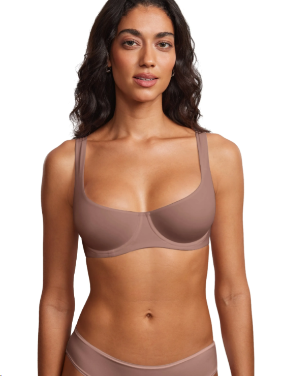 Unlined Balconette Bra Underwired Double Layer Cup Adjustable Straps S