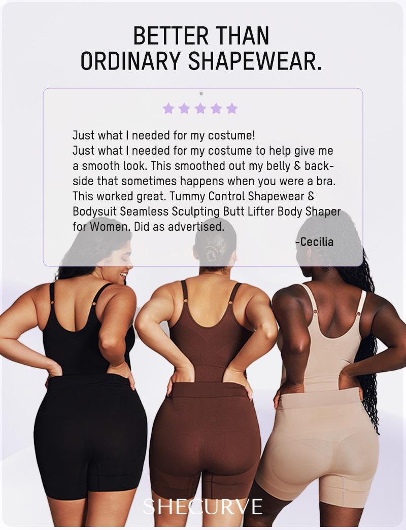 SHECURVE Easyslide Shapewear Tummy Control Butt Lifter Faja Back Pull Down Bodysuit Scruntch with Back Bone Support & Cotton Gusset for Women Postpartum Everyday