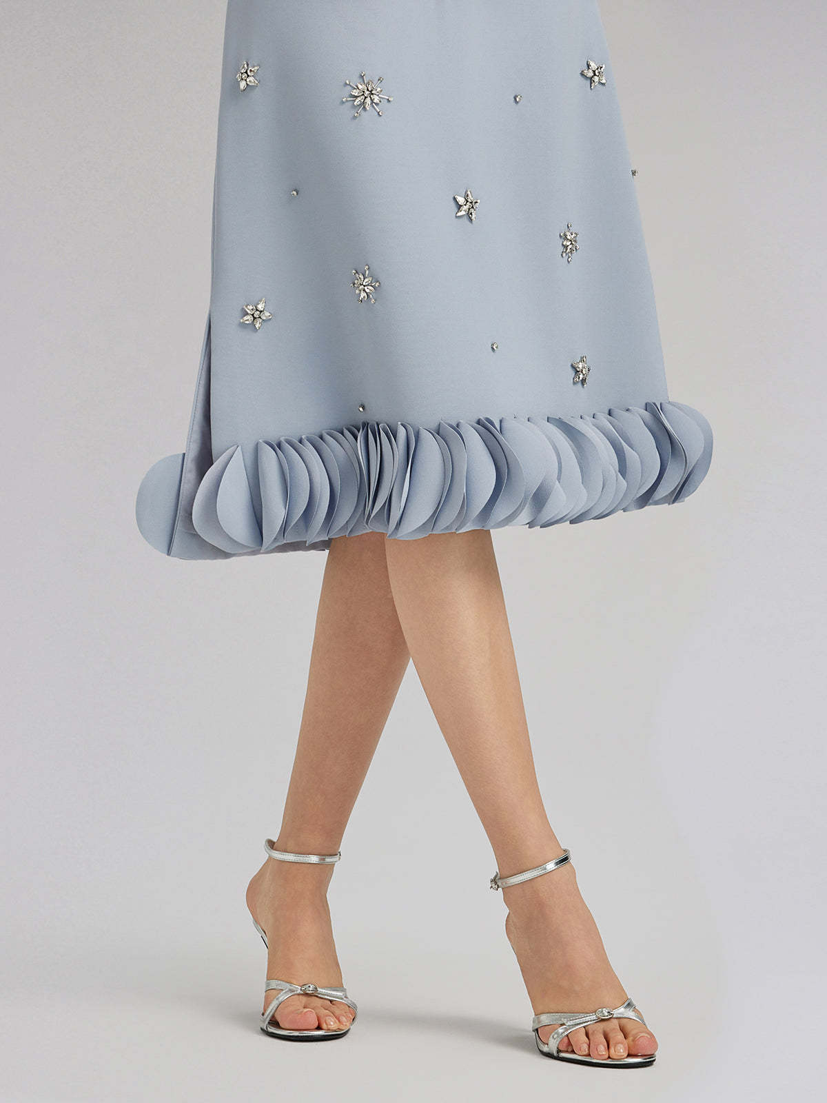 Hand-Sewn Beaded Floral-Trim Dress