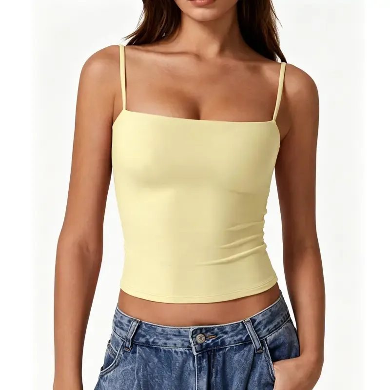 QINSEN Women's Double Lined Tank Top - Adjustable Spaghetti Straps